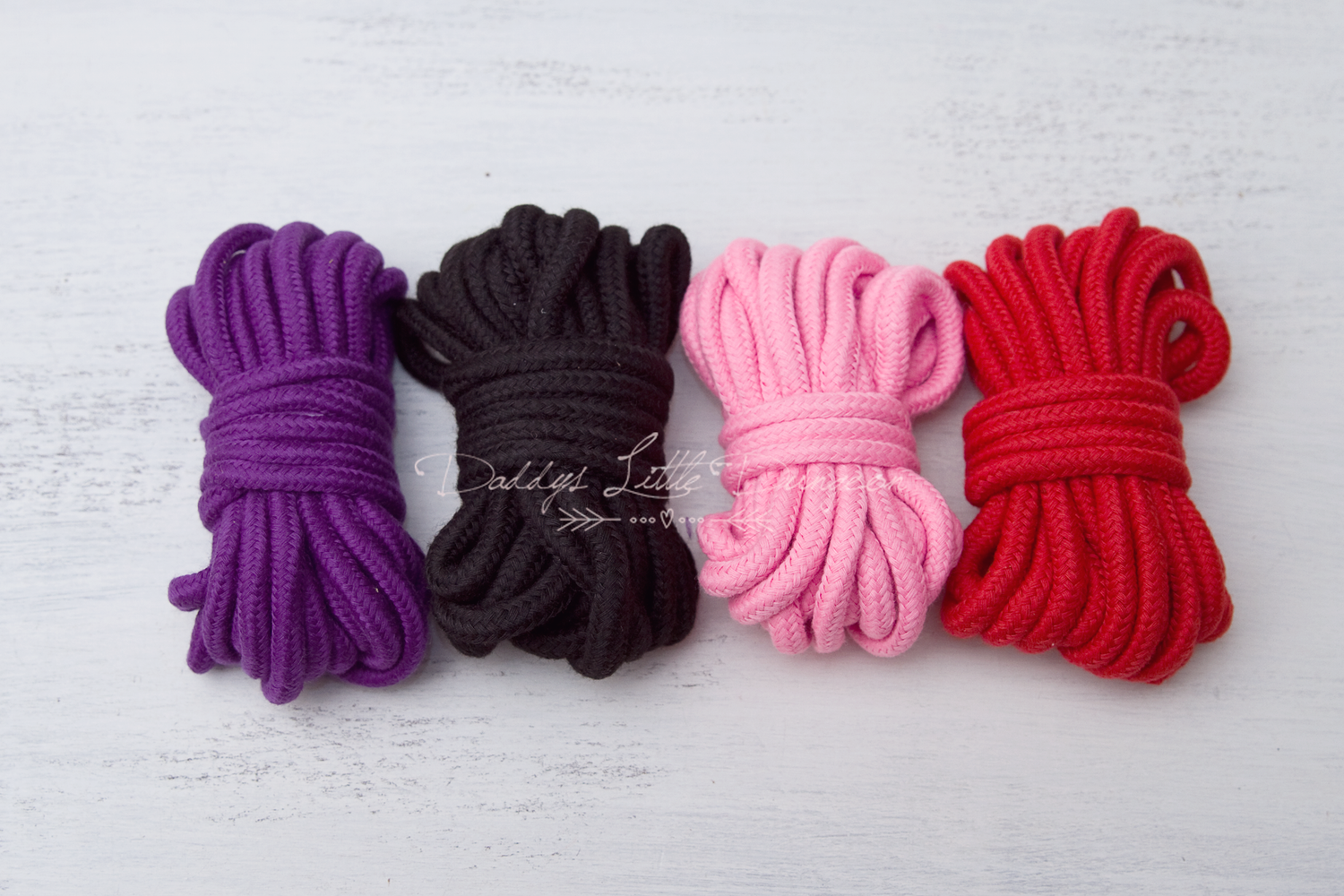 Cute BDSM rope for bondage fetish, rope bunny kink, pet play, petplay, DDLG, and Shibari.