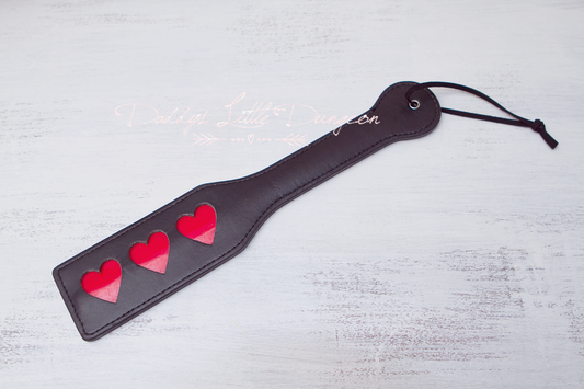 Black & Red Bondage Heart Spanking Paddle