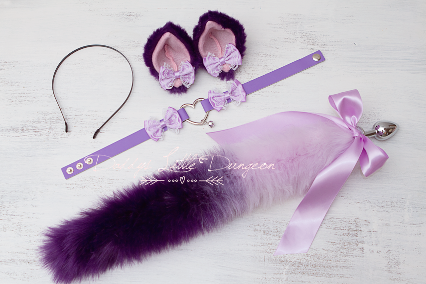 Purple Ombre Kitten Fox Pet Play Set