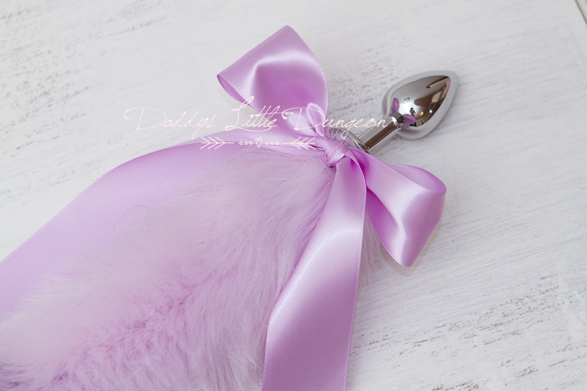 Pretty purple and lilac ombre kitten or fox tail anal plug for DDLG, BDSM, Femdom, pet play / cosplay / light bondage play.