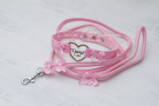 Pink Daddy's Girl Bow Bondage Collar & Leash Set