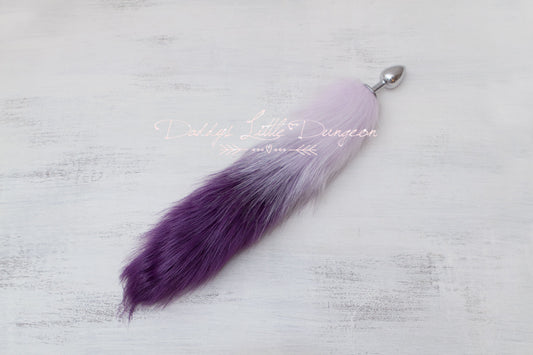 Pretty purple and lilac ombre kitten or fox tail anal plug for DDLG, BDSM, Femdom, pet play / cosplay / light bondage play.