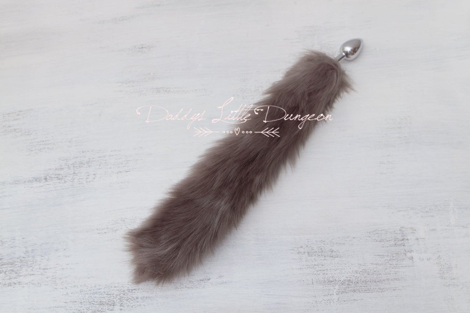 Cute gray DDLG butt plug fox tail for anal, BDSM sex toys, Kawaii cosplay, Femdom sissy plug, petplay and pet play.