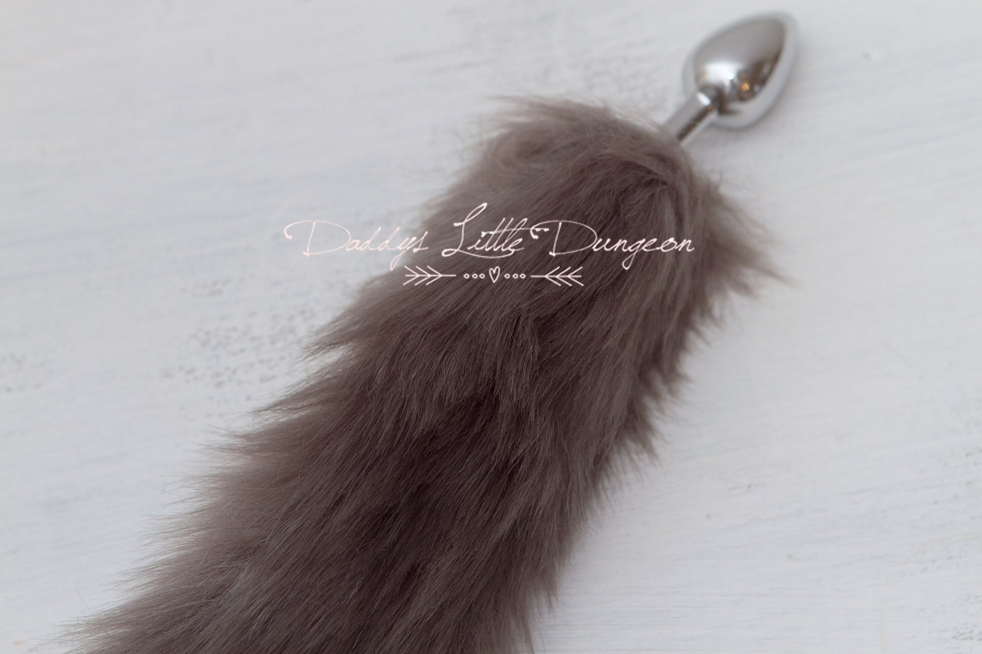 Cute gray DDLG butt plug fox tail for anal, BDSM sex toys, Kawaii cosplay, Femdom sissy plug, petplay and pet play.