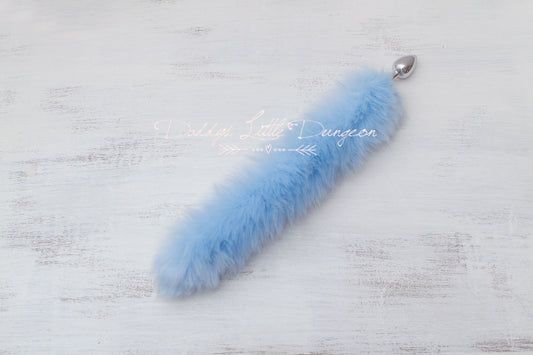 Cute baby blue DDLG butt plug fox tail for anal, BDSM sex toys, Kawaii cosplay, Femdom sissy plug, petplay and pet play.