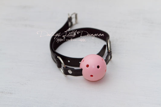 Black & Pink Bondage Ball Gag