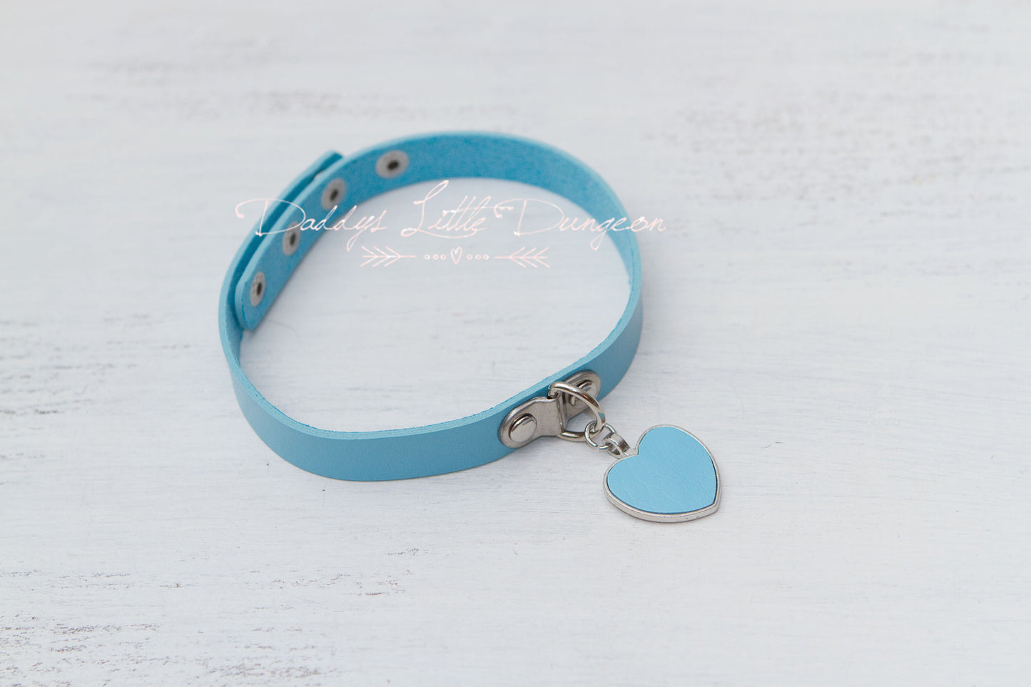 Blue Heart Charm Bondage Collar