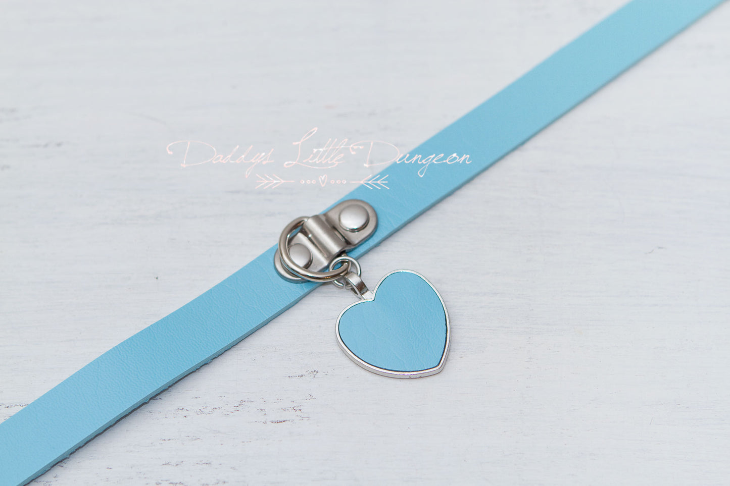 Blue Heart Charm Bondage Collar