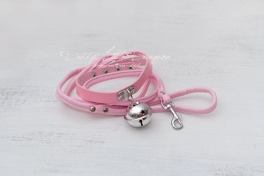 Pink Huge Bell Bondage Collar & Leash Set