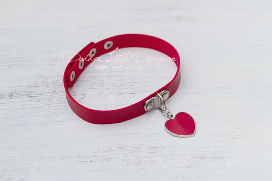 Red Heart Charm Bondage Collar