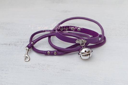 Purple Huge Bell Bondage Collar & Leash Set