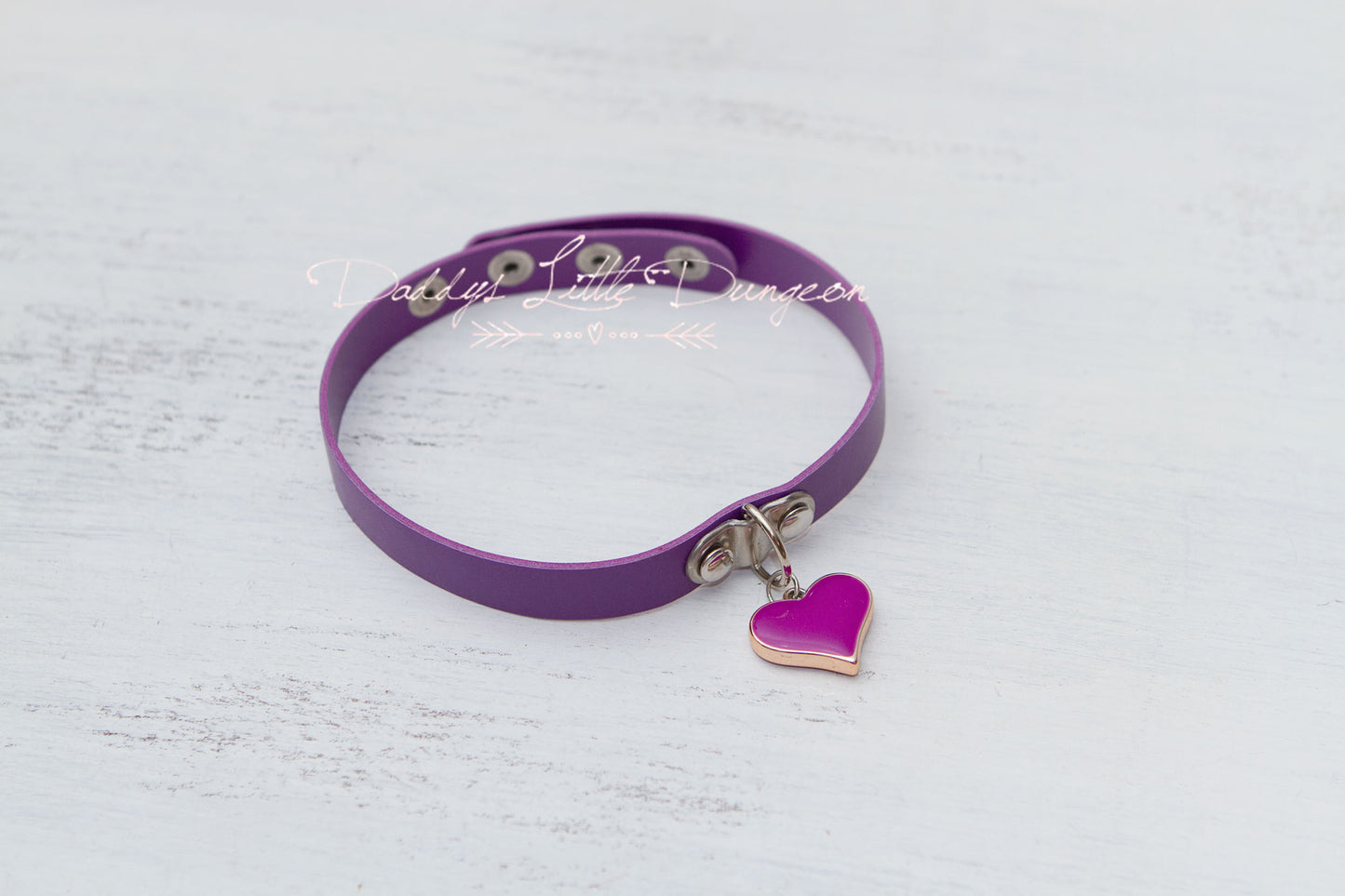 Purple Heart Charm Bondage Collar