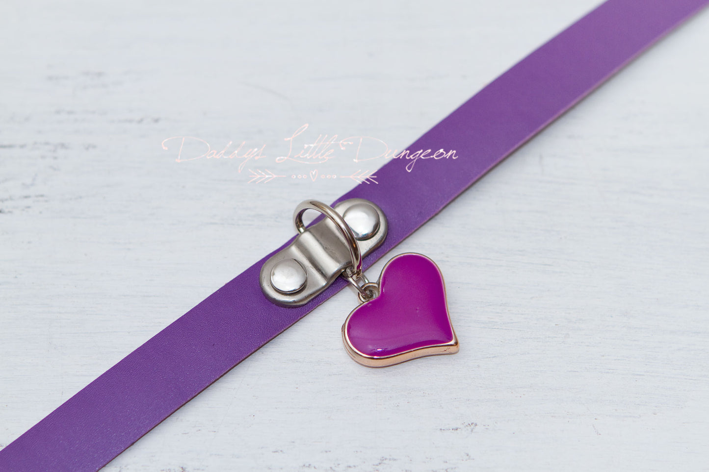 Purple Heart Charm Bondage Collar