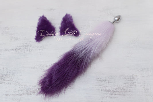 Purple Ombre Kitten Fox Pet Play Set