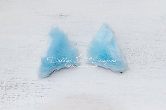 Blue Fur Cat Kitten Ears Hair Clips