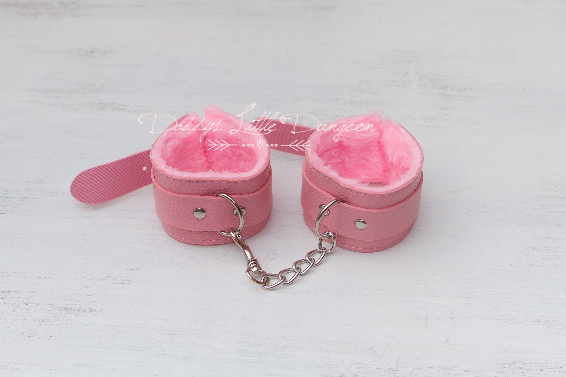 DDLG Pretty Pink Furry BDSM Bondage Hand Wrist Cuffs