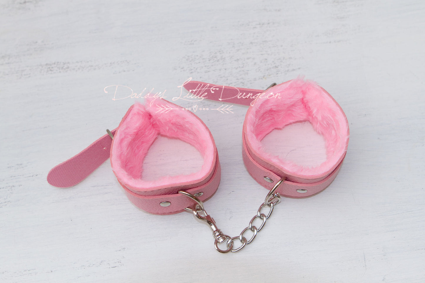 DDLG Pretty Pink Furry BDSM Bondage Hand Wrist Cuffs