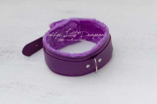 Purple Fur Bondage Collar