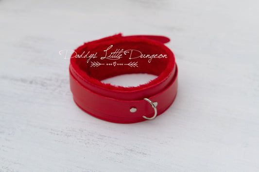 Red Fur Bondage Collar