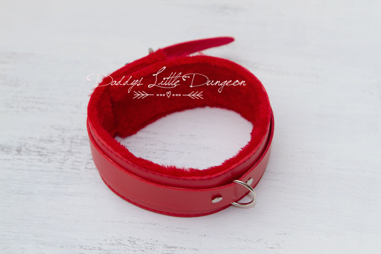 Red Fur Bondage Collar