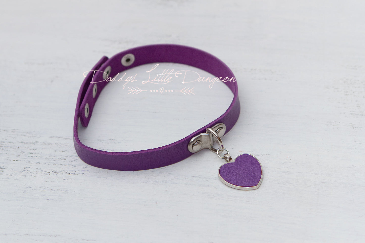 Purple Heart Charm Bondage Collar