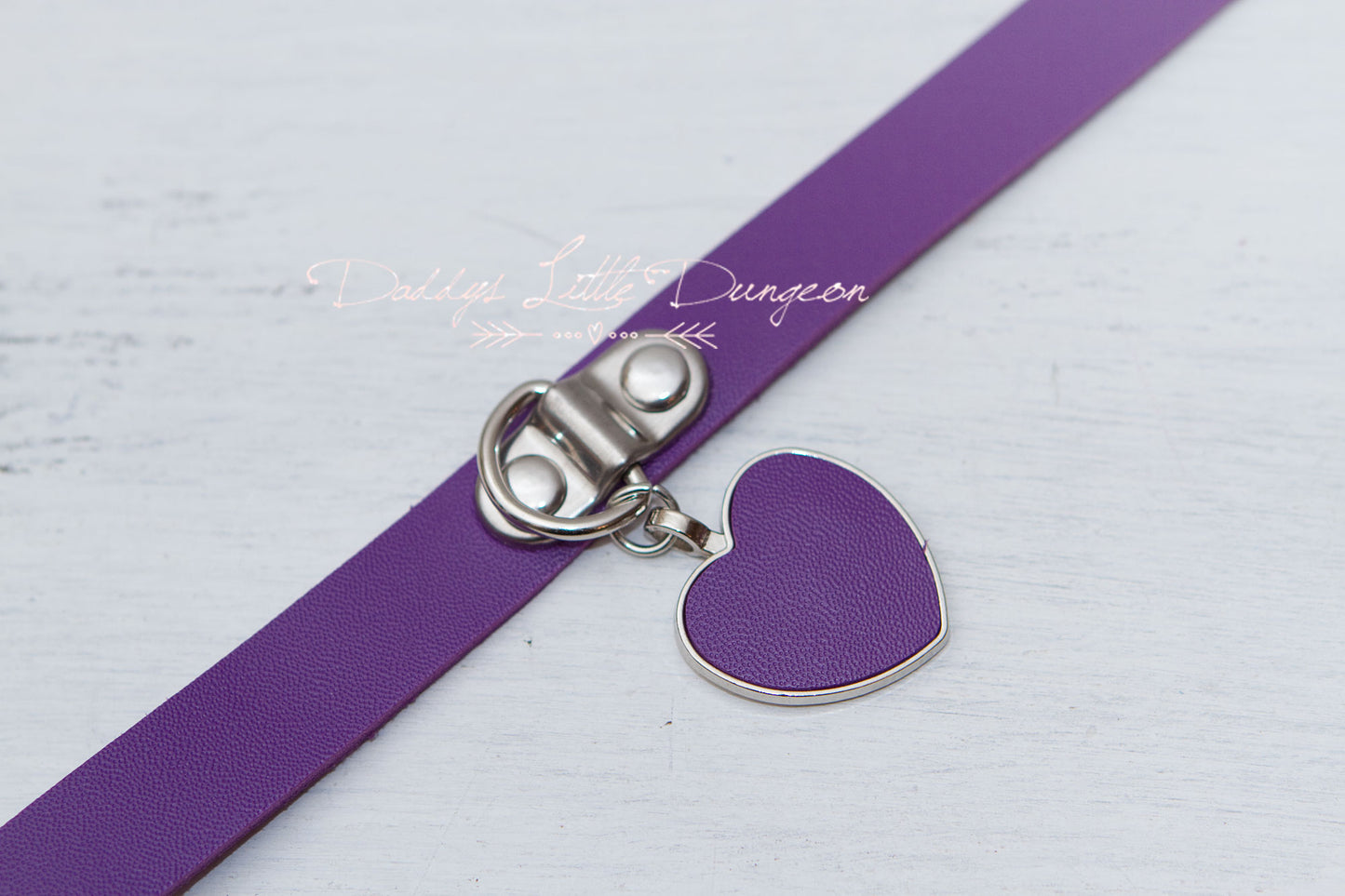 Purple Heart Charm Bondage Collar