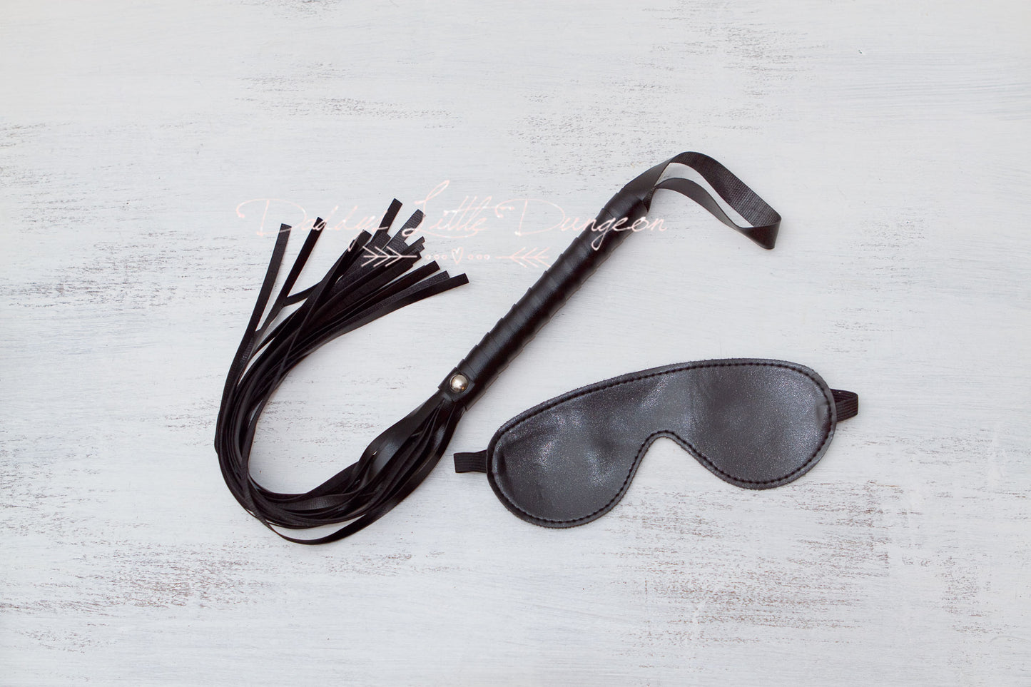 Black Bondage Whip & Eye Mask Set