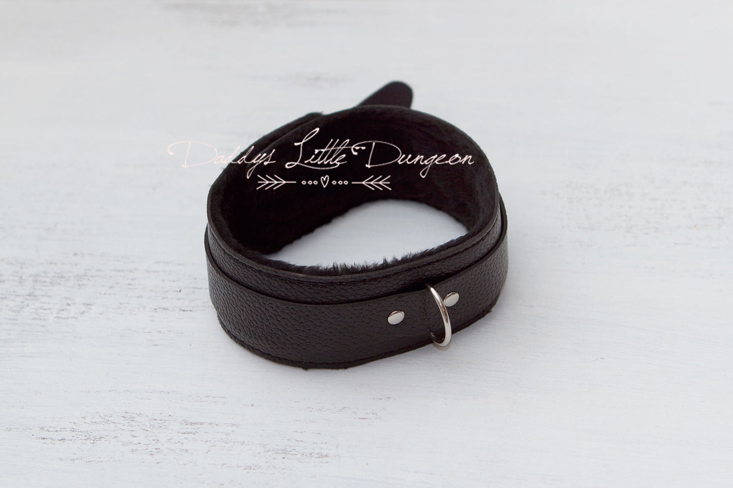 Black Fur Bondage Collar & Leash Set