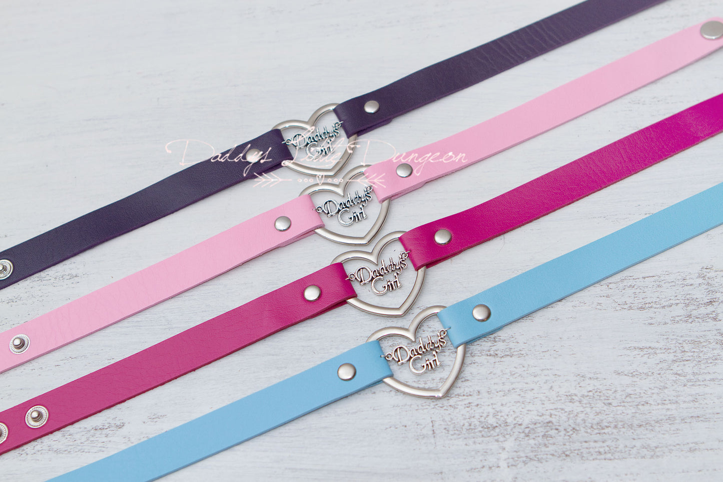 Blue Daddy's Girl Heart Bondage Collar