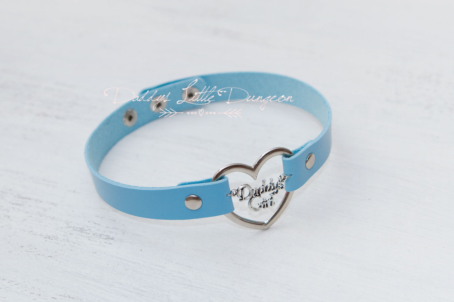 Blue Daddy's Girl Heart Bondage Collar