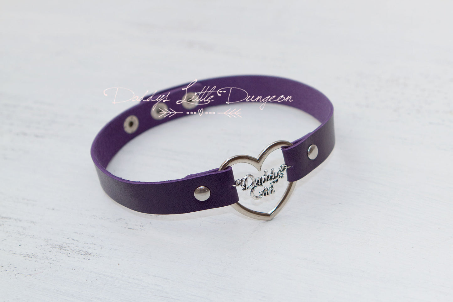 Purple Daddy's Girl Heart Bondage Collar