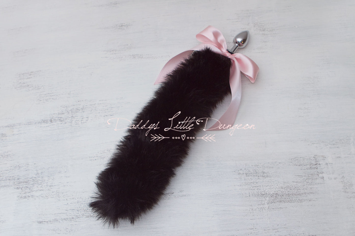 Cute BDSM butt plug - black and pink fox tail for anal, DDLG sex toys, Kawaii cosplay, Femdom sissy plug, petplay and pet play.