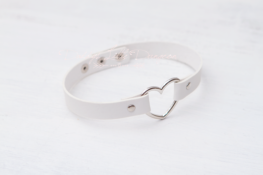 White Heart Bondage Collar