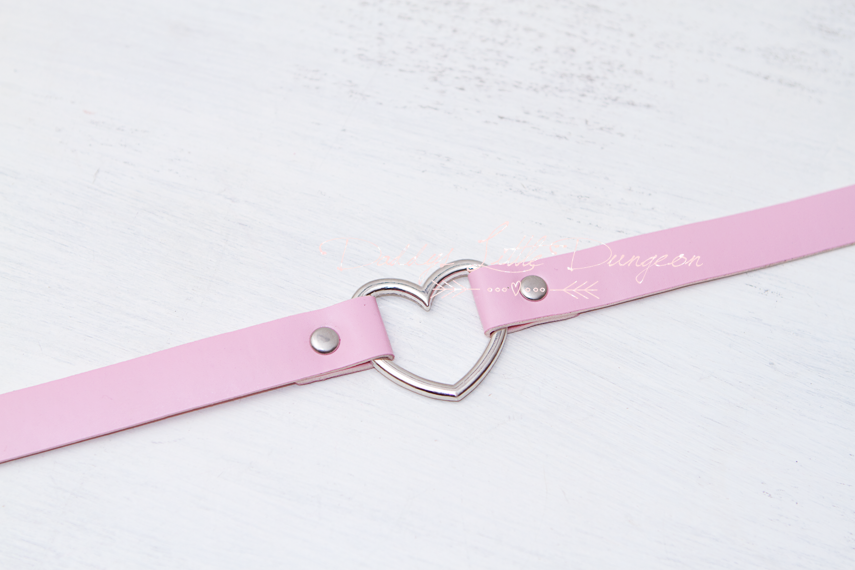 Pink Heart Bondage Collar & Leash Set