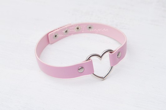 Pink Heart Bondage Collar