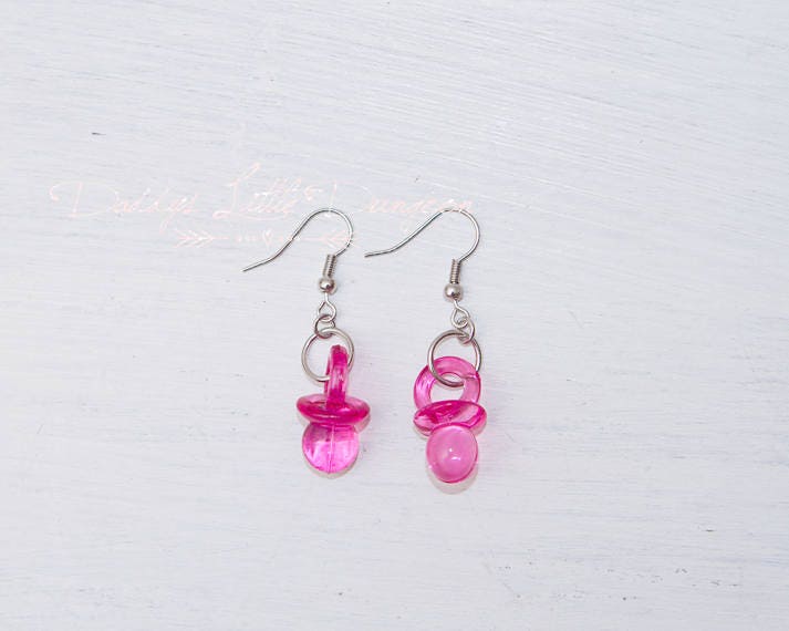 ABDL DDLG Pacifier Pierced Earrings Daddy's Little Girl Crybaby Gummy Clear Dangle Lolita Baby Sissy Cry Baby BDSM Jewelry Kawaii mdlg