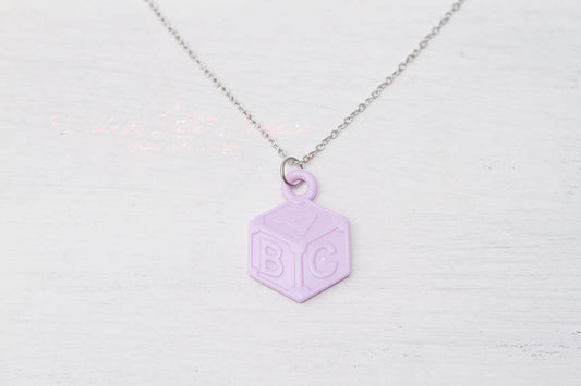 ABDL DDLG Pastel Baby Block Charm Necklace Daddy's Little Girl Princess Dangle Lolita Kawaii Adult Sissy Submissive Master BDSM Jewelry