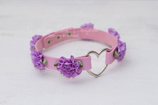 BDSM Pastel Goth Pink Purple Day Collar Choker Roses Heart Daddys Little Girl Kitten Petplay Baby Kawaii Lolita Fairy Kei mature ddlg bdsm