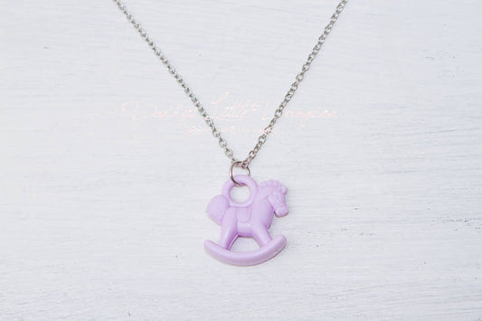 ABDL DDLG Cute Rocking Horse Charm Necklace Daddy's Little Girl Dangle Lolita Kawaii Baby Sissy Submissive Master BDSM Jewelry mdlg