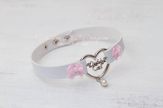 DESIGN YOUR OWN bdsm ddlg Pearl Daddy's Girl Heart Day Collar Lolita Choker Satin Bows Kitty Sub Goth Little Baby Kitten Petplay abdl mature