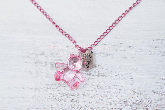 ABDL DDLG Pink Rhinestone Baby Girl Stuffie Teddy Bear Charm Necklace Lolita Daddy's Little Princess Gummy Sissy BDSM Jewelry Kawaii Goth