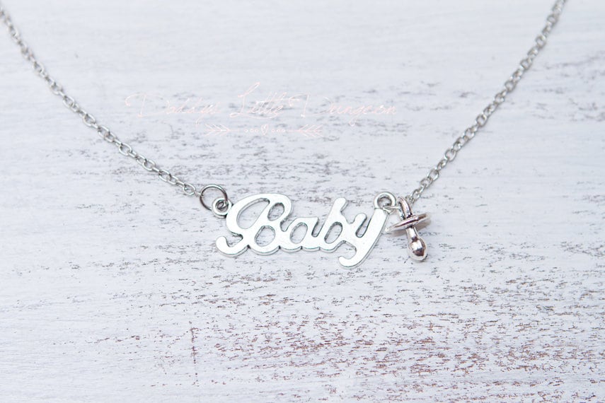 ddlg abdl BABY LITTLE Pacifier Paci Charm Necklace Discreet Day Collar BabyGirl bdsm jewelry lolita fetish Sub Daddy's Little Girl sissy