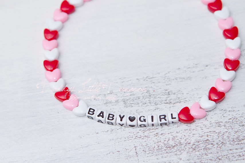 DDLG BDSM Cute Custom Naughty Nickname Word Heart Beads Choker Necklace ABDL Baby Pet Play Kitten Name Kawaii Daddy's Little Girl Lolita