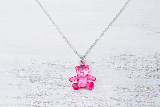 ABDL DDLG Cute Teddy Bear Charm Necklace Daddy's Little Girl Princess Gummy Clear Lolita Baby Sissy Sub Master BDSM Jewelry Kawaii Goth