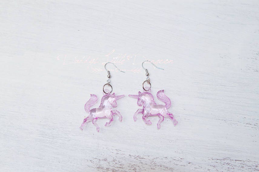 ABDL DDLG Magical Unicorn Pierced Earrings Daddy's Little Girl Princess Gummy Clear Dangle Lolita Baby Sissy Sub Master BDSM Jewelry Kawaii