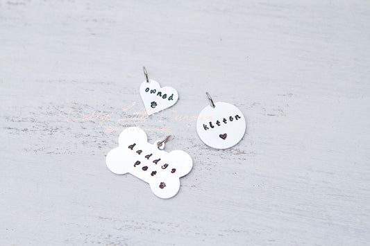 Add A Custom Hand Stamped Tag Charm to Your Collar