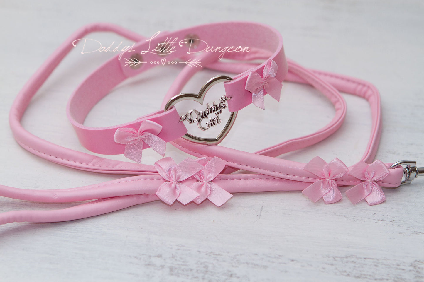 DDLG Pretty Pink BDSM Bondage Collar Leash Ball Gag Set Bows Submissive Master Girly Sissy Daddys Little Girl Kawaii ABDL mature Baby mommy