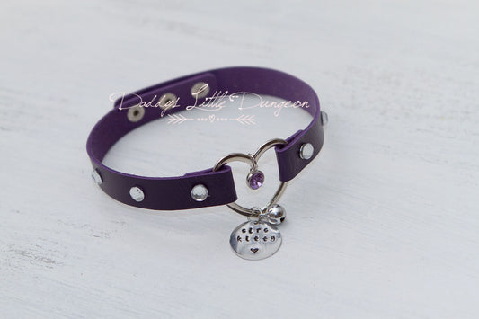 Purple Personalized Tag Glam Bling Rhinestone Bell Cat Custom Kitten Day Collar Choker Pet Play Kitty Sub Daddys Little Girl Petplay mature