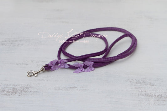 DDLG Purple BDSM Leash Satin Bows Submissive Master Kitten Kitty Pet Play Petplay Girly Sub Sissy Daddys Little Girl ABDL mature mommy