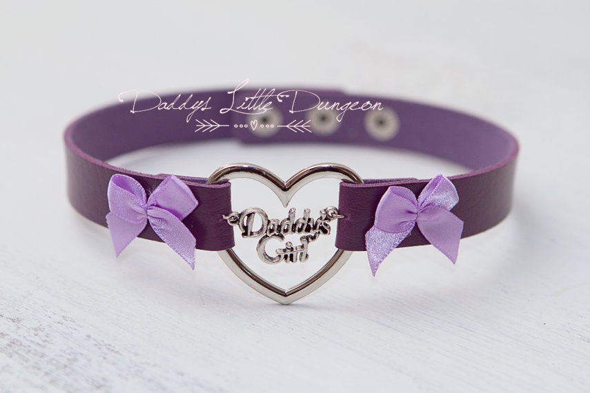 DDLG Pretty Purple BDSM Bondage Collar & Leash Set Bows Submissive Master Girly Sissy Daddys Little Girl Kawaii ABDL mature Baby mommy